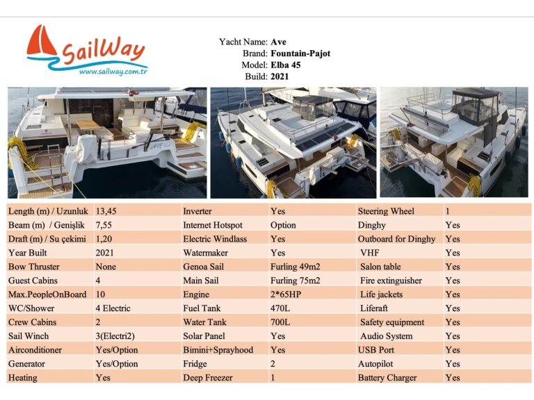 Katamaran mieten in Adaköy - Fountaine Pajot Elba 45