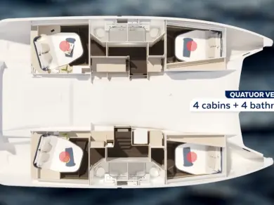 Ein Fountaine Pajot Fountaine Pajot FP 44 Quatuor - 4 cab. mieten in Parham Town